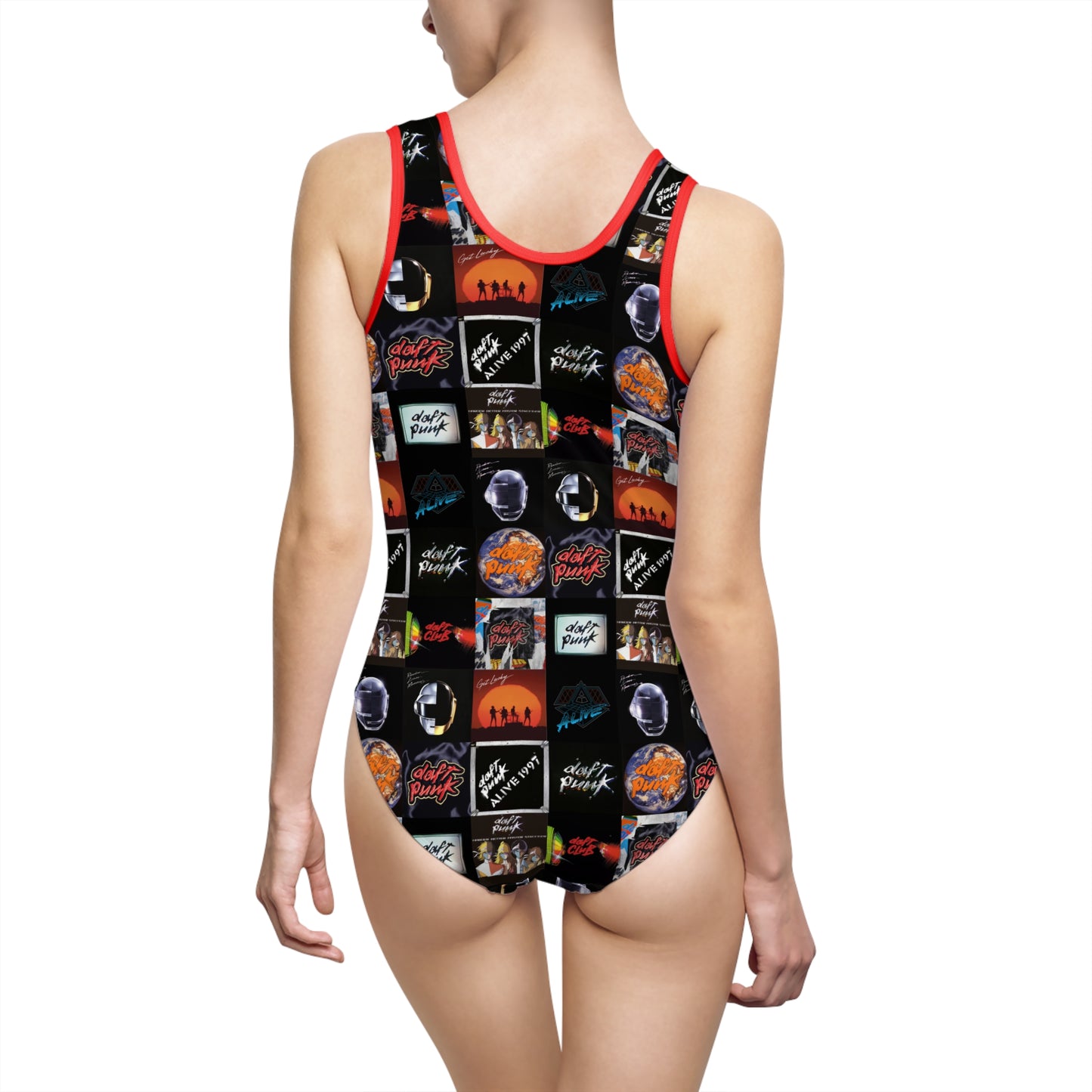 Daft Punk Album Cover Art Collage Women's Classic One-Piece Swimsuit