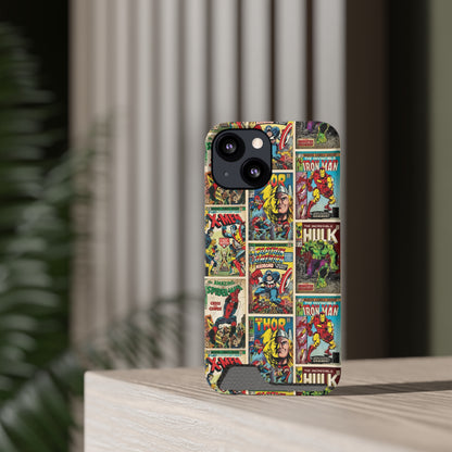 Marvel Comic Book Cover Collage Phone Case With Card Holder