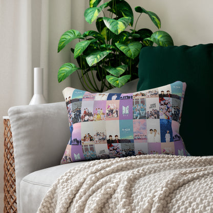 BTS Pastel Aesthetic Collage Polyester Lumbar Pillow