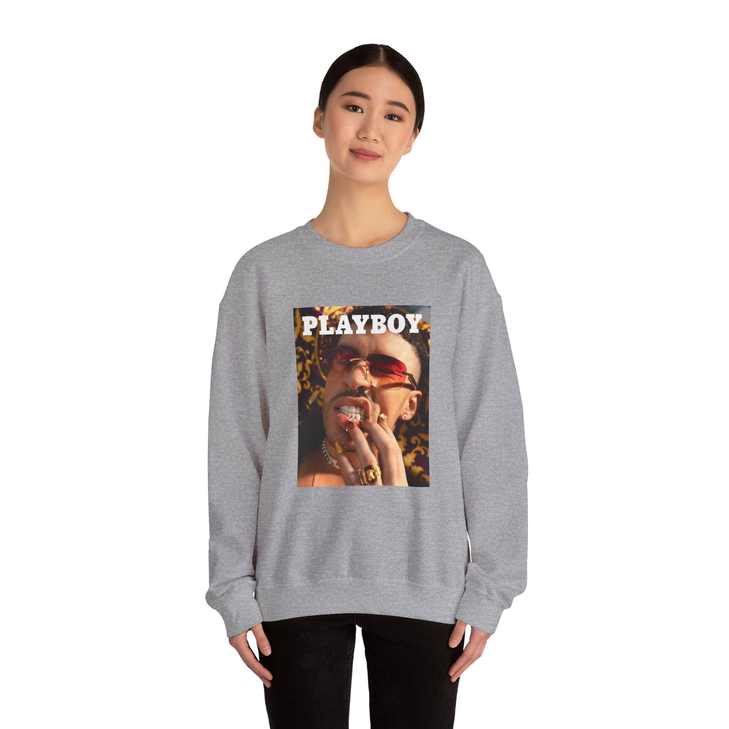 Bad Bunny Playboy Cover Unisex Heavy Blend Crewneck Sweatshirt