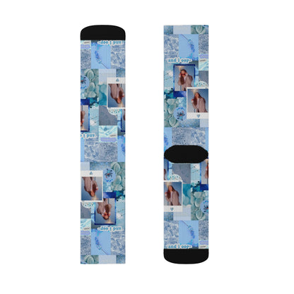 Olivia Rodrigo Light Blue Aesthetic Collage Tube Socks