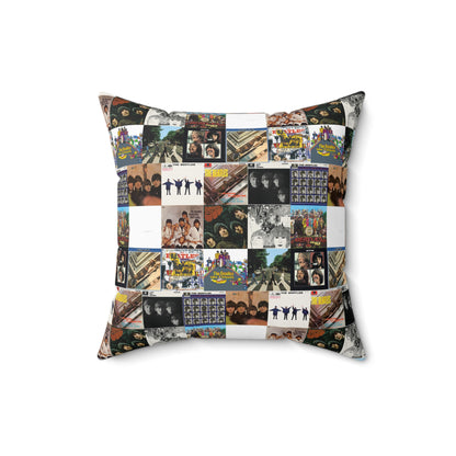 The Beatles Album Cover Collage Spun Polyester Square Pillow