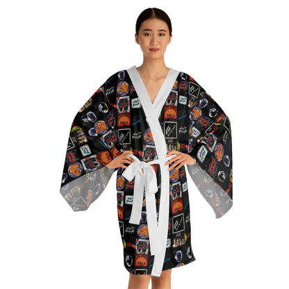 Daft Punk Album Cover Art Collage Long Sleeve Kimono Robe