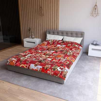 Travis Kelce Chiefs Red Collage Microfiber Duvet Cover