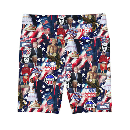 Donald Trump 2024 MAGA Montage Women's Workout Shorts