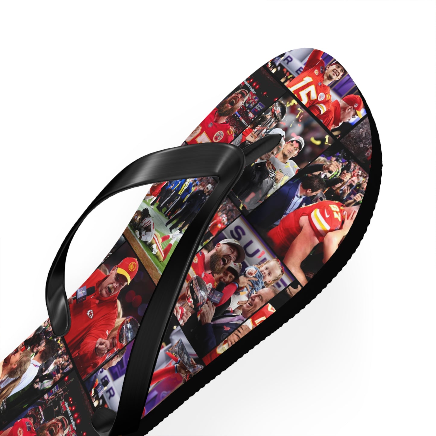 Kansas City Chiefs Superbowl LVIII Championship Victory Collage Flip Flops