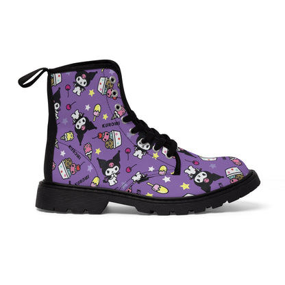 Kuromi Ice Cream Sundae Pattern Women's Canvas Boots