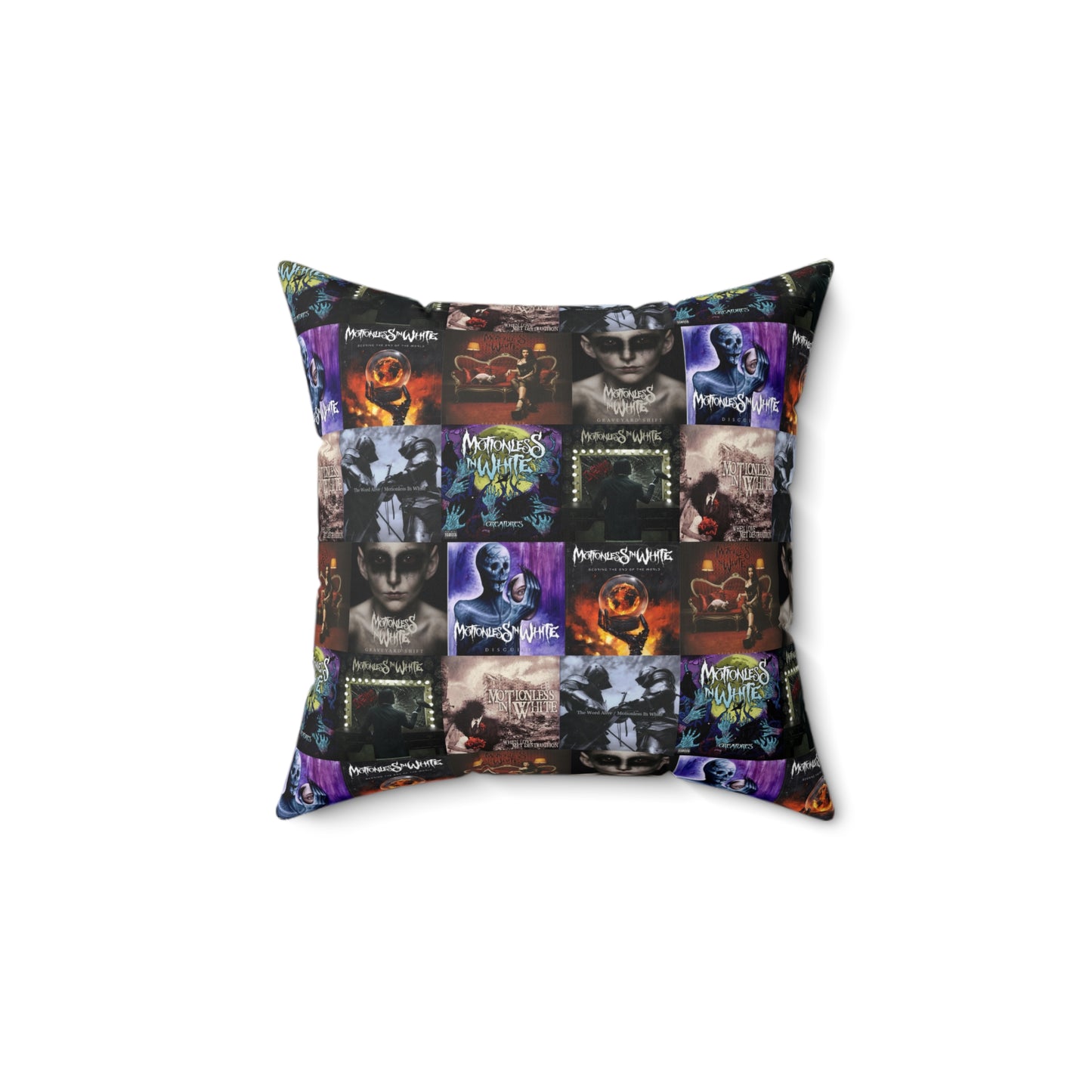 Motionless In White Album Cover Collage Spun Polyester Square Pillow