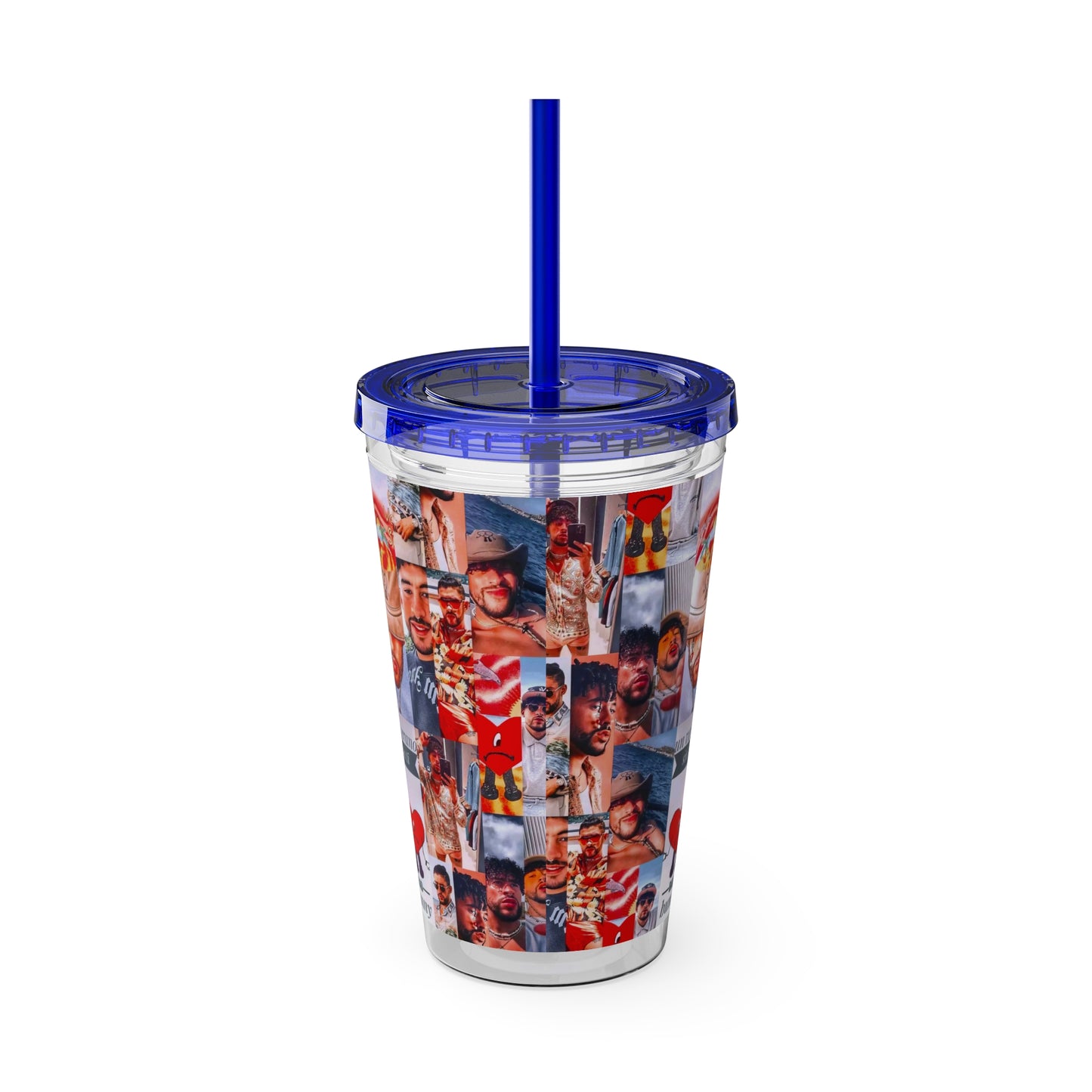 Bad Bunny Un Verano Sin Ti Photo Collage Sunsplash Tumbler with Straw