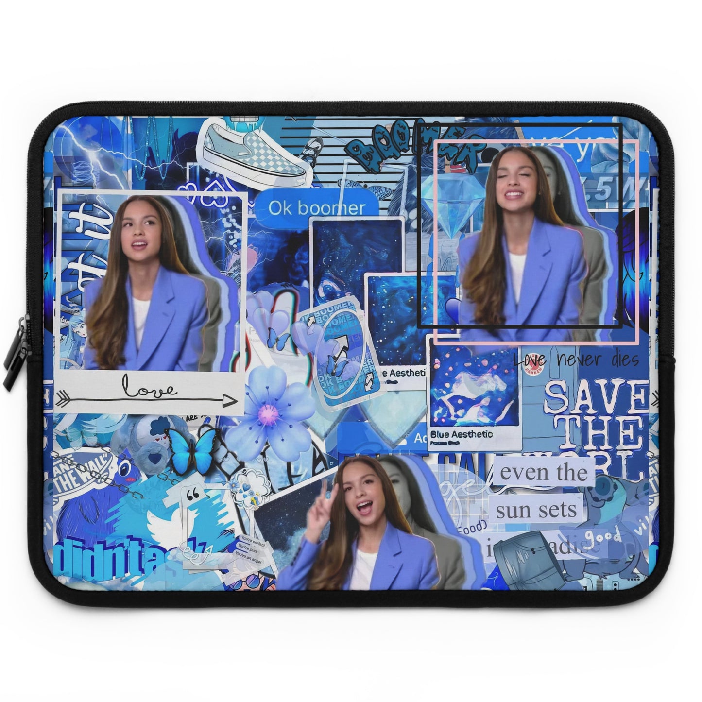 Olivia Rodrigo Blue Aesthetic Collage Laptop Sleeve