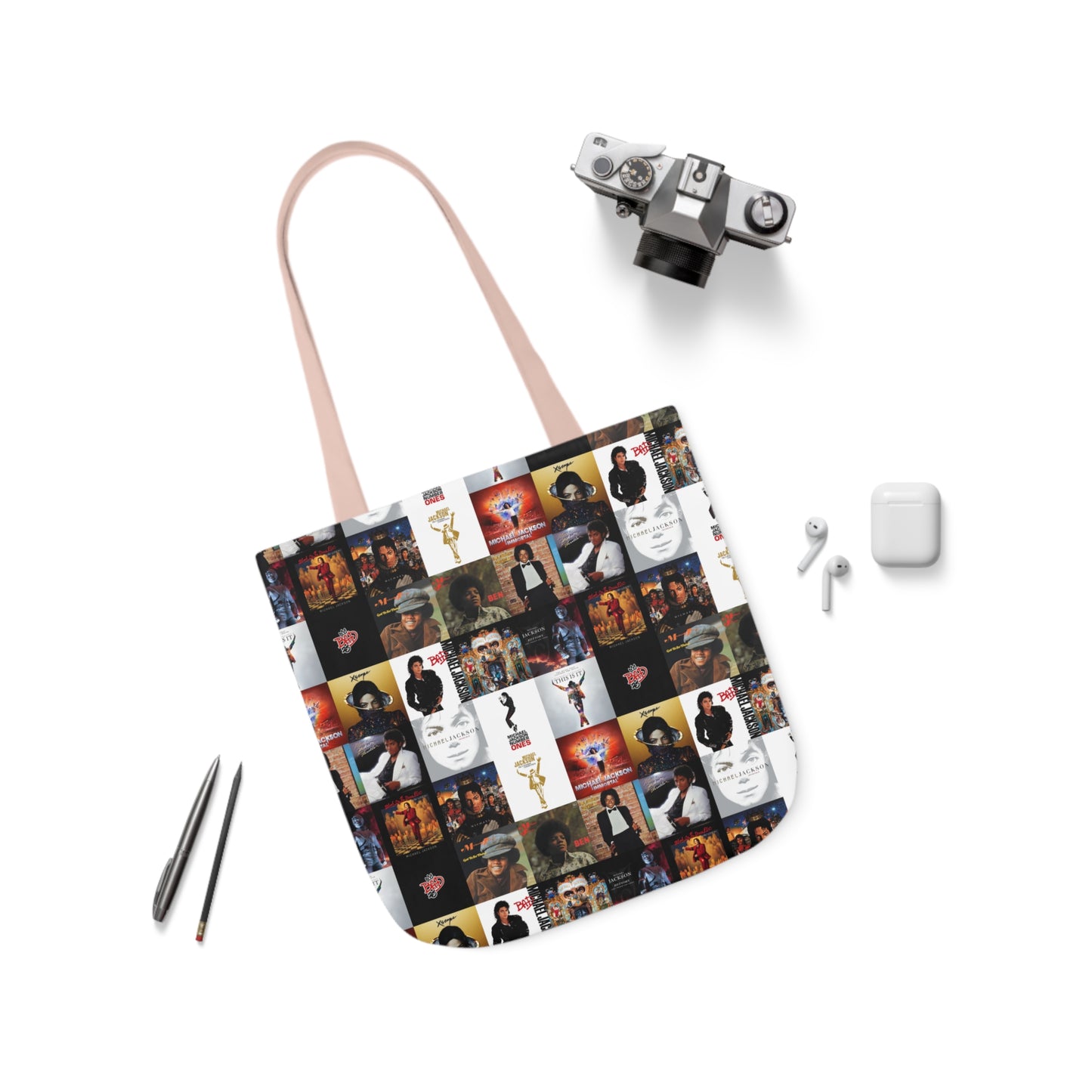 Michael Jackson Album Cover Collage Polyester Canvas Tote Bag