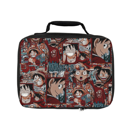 One Piece Anime Monkey D Luffy Red Collage Lunch Bag