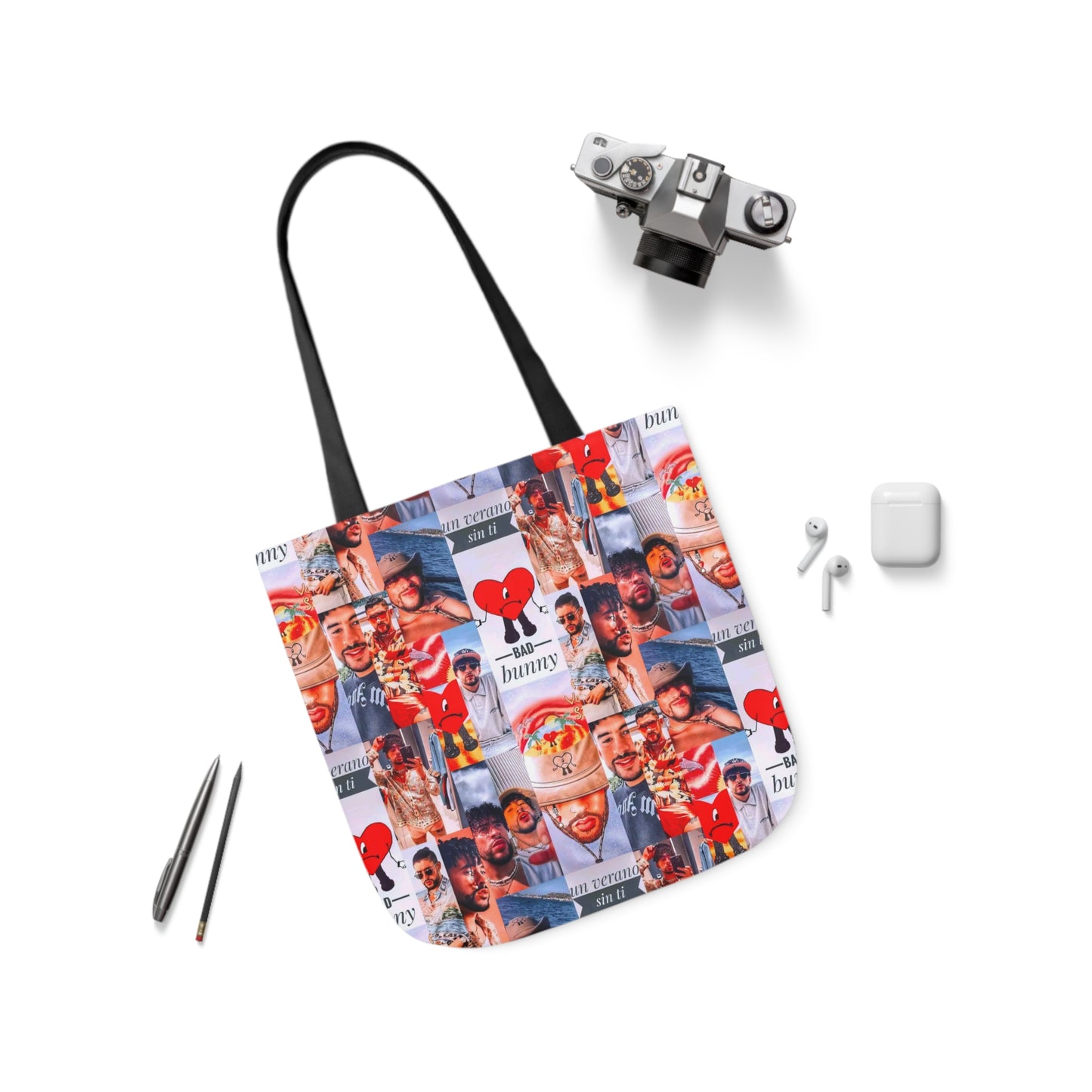 Bad Bunny Un Verano Sin Ti Photo Collage Polyester Canvas Tote Bag