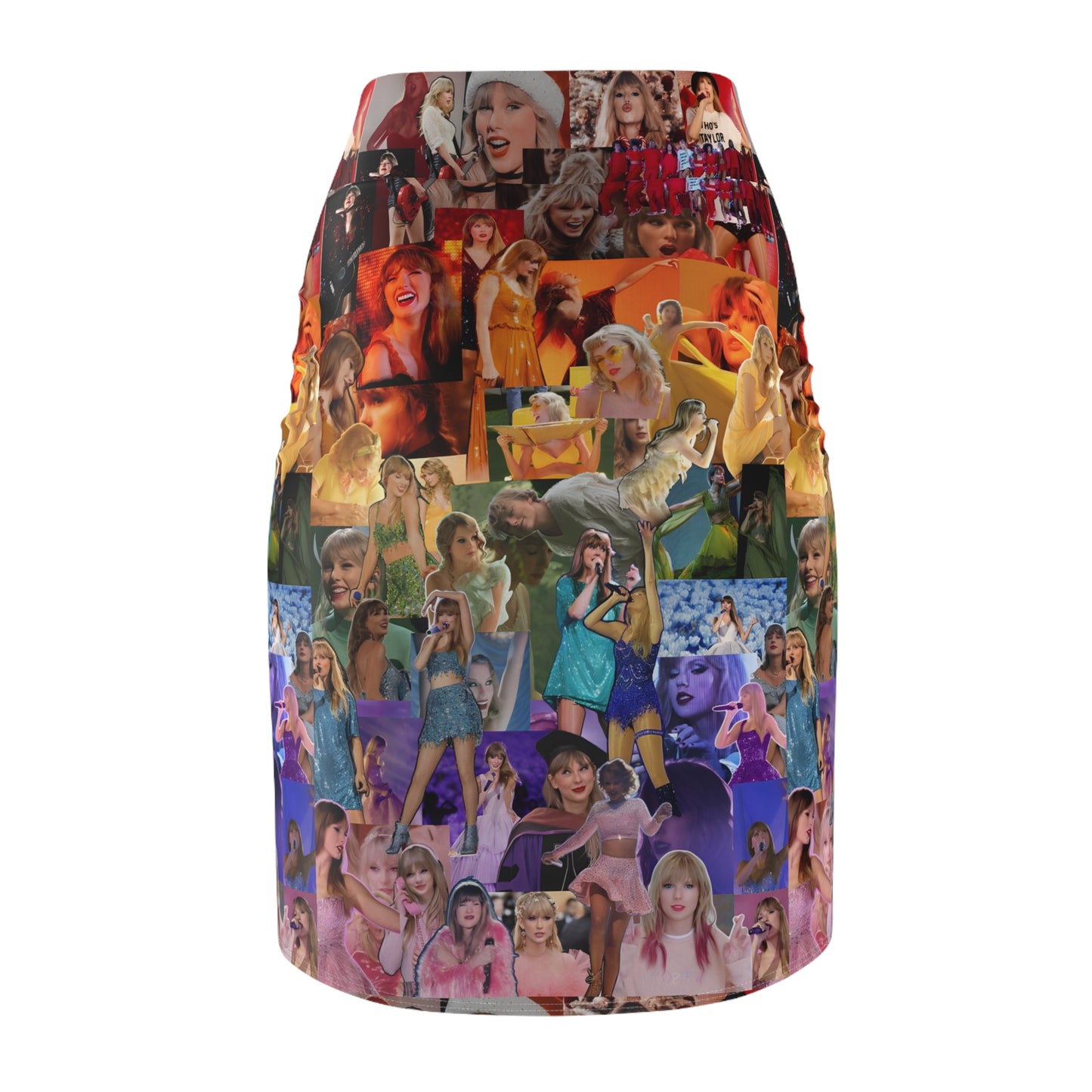 Taylor Swift Rainbow Photo Collage Women's Pencil Skirt