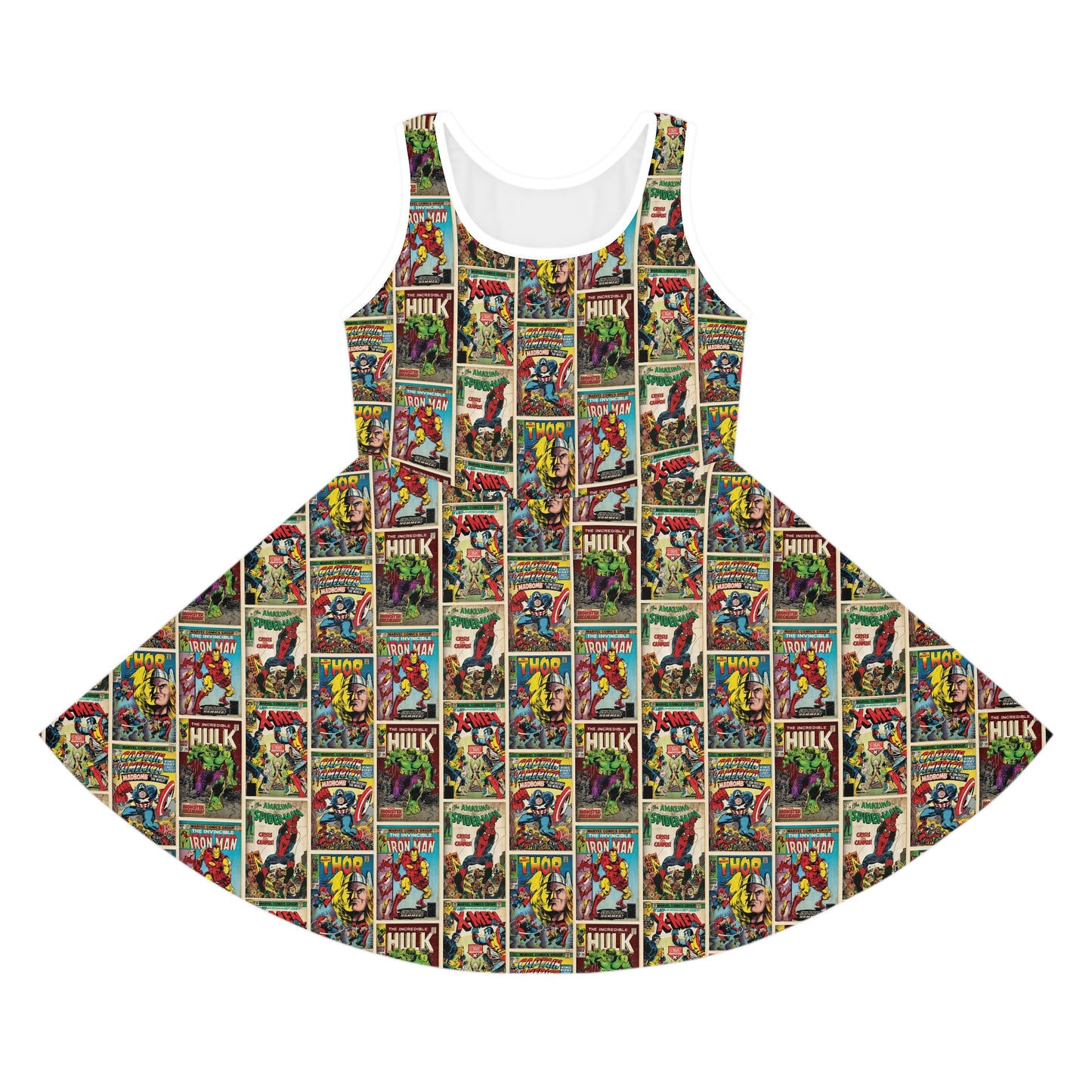 Marvel Comic Book Cover Collage Girls' Sleeveless Sundress