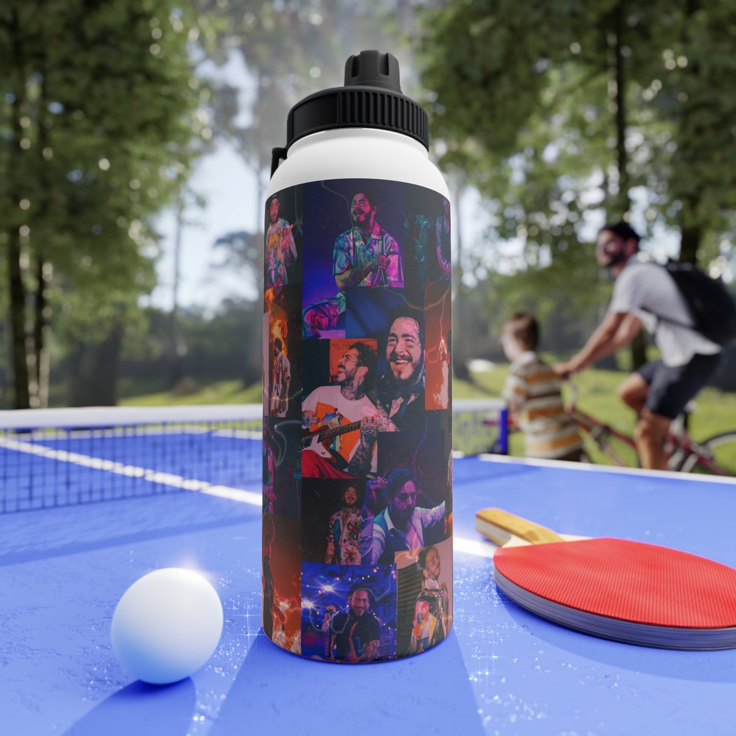 Post Malone Lightning Photo Collage Stainless Steel Sports Lid Water Bottle