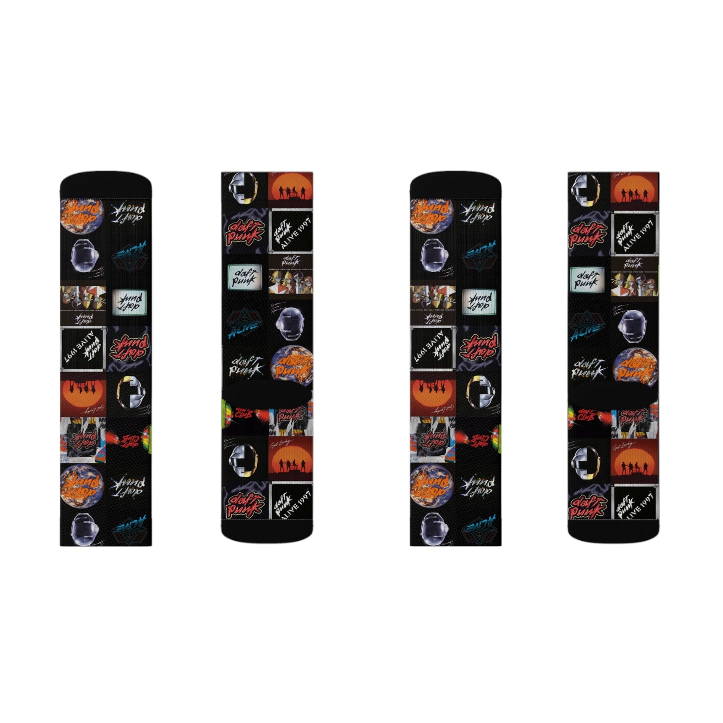 Daft Punk Album Cover Art Collage Tube Socks