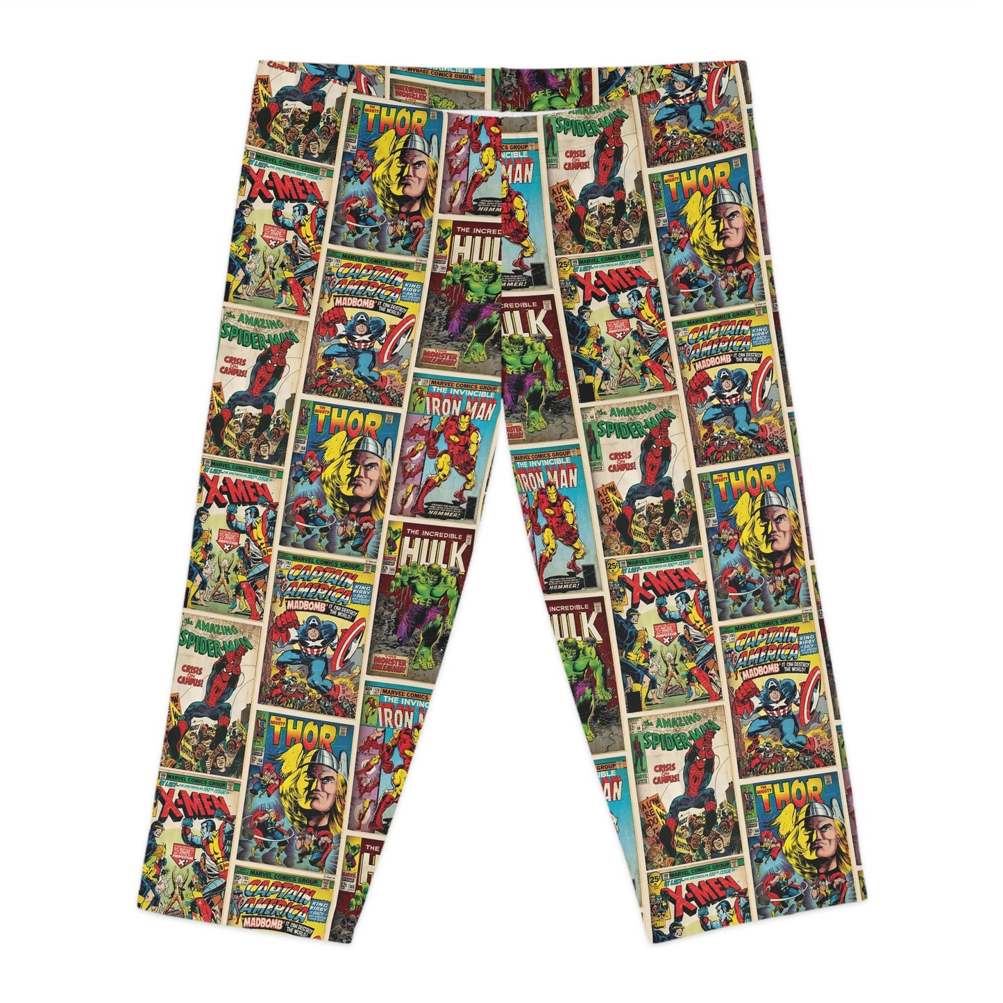 Marvel Comic Book Cover Collage Women's Capri Leggings