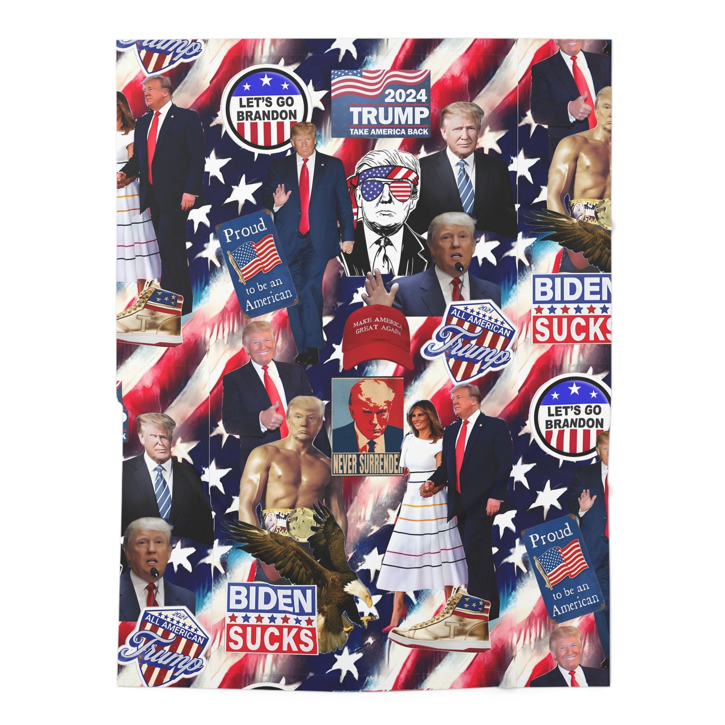 Donald Trump 2024 MAGA Montage Baby Swaddle Blanket