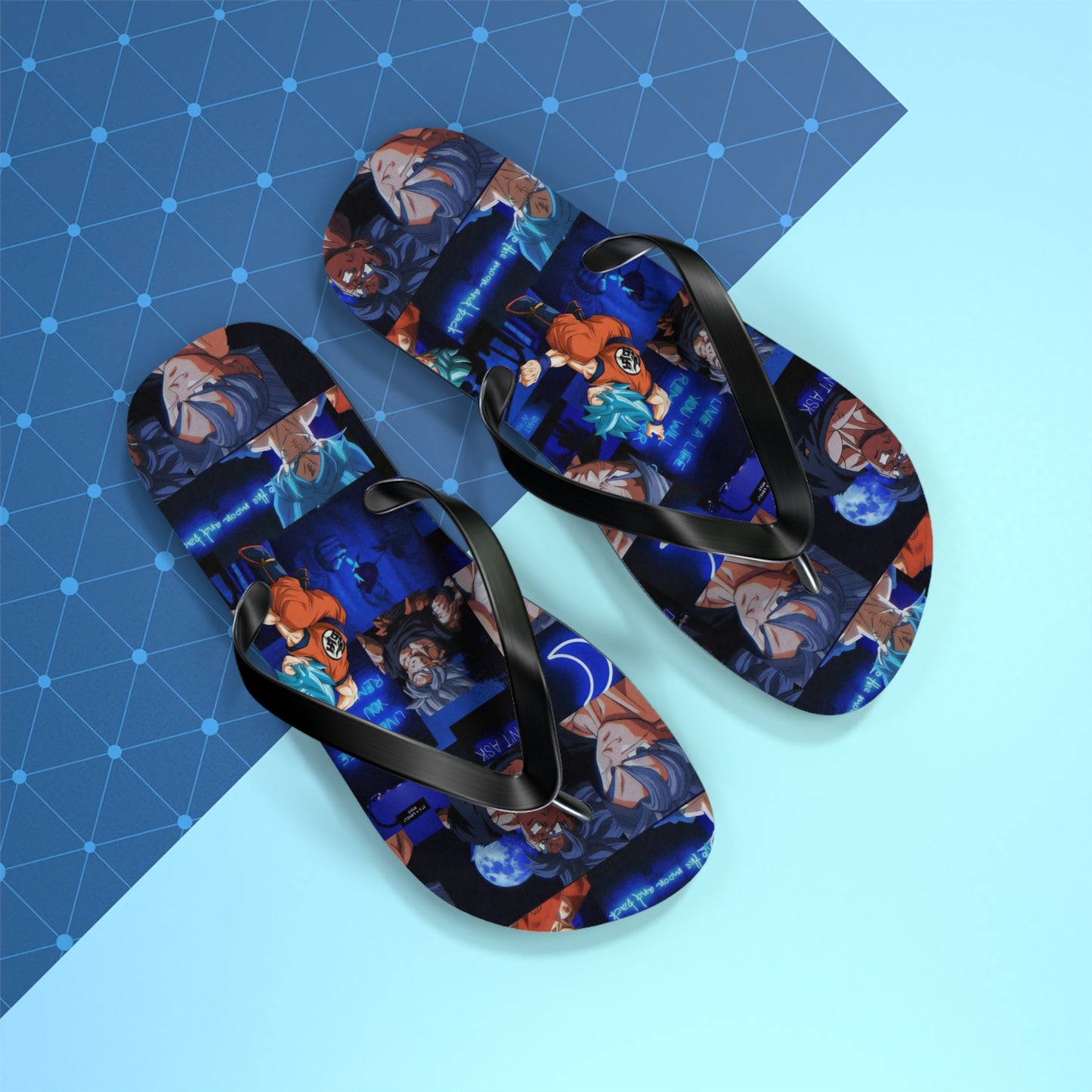 Dragon Ball Z Saiyan Moonlight Collage Flip Flops