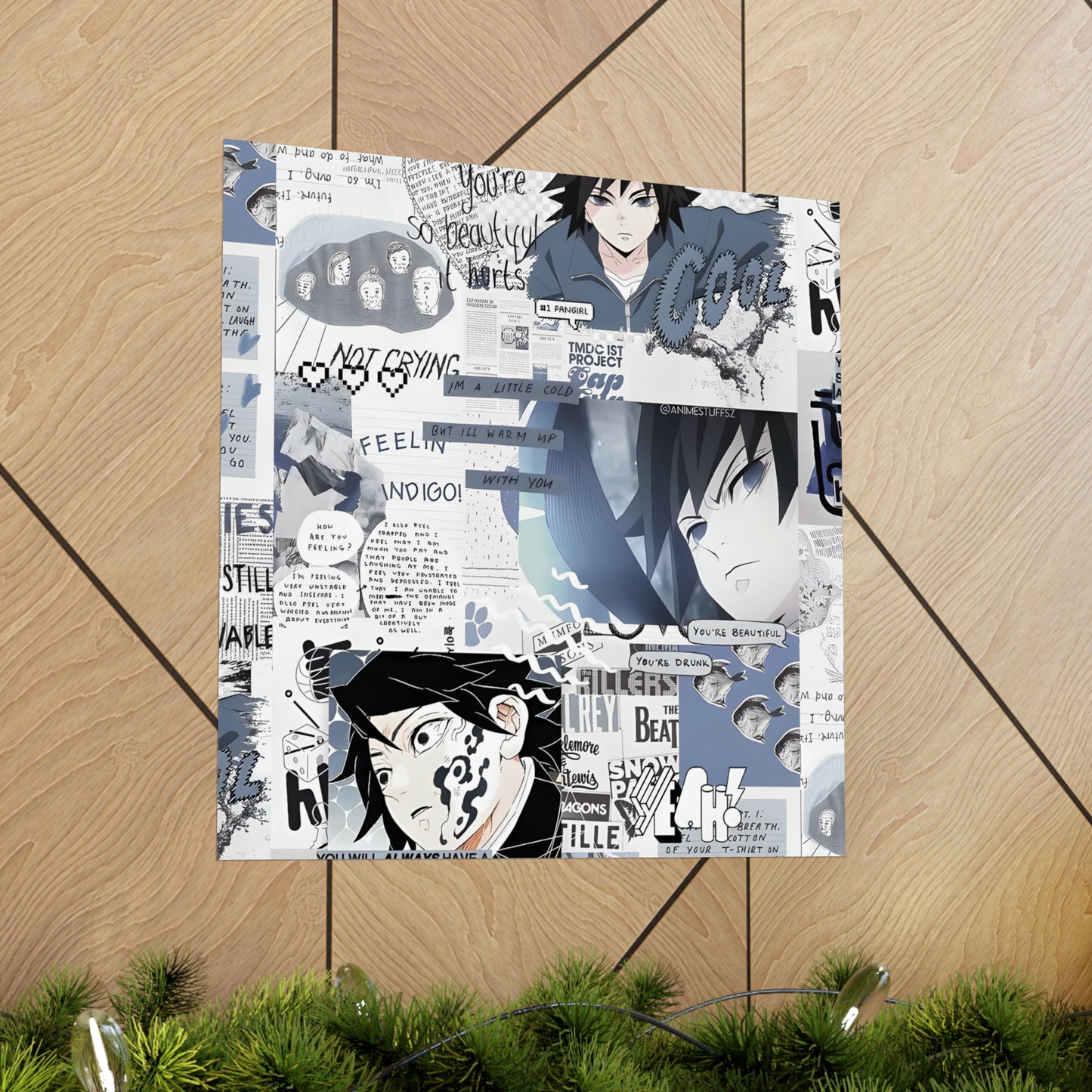 Demon Slayer Giyu Aesthetic Collage Matte Vertical Poster