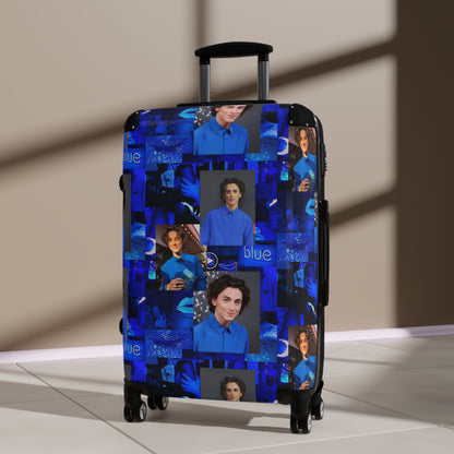 Timothee Chalamet Cool Blue Collage Suitcase