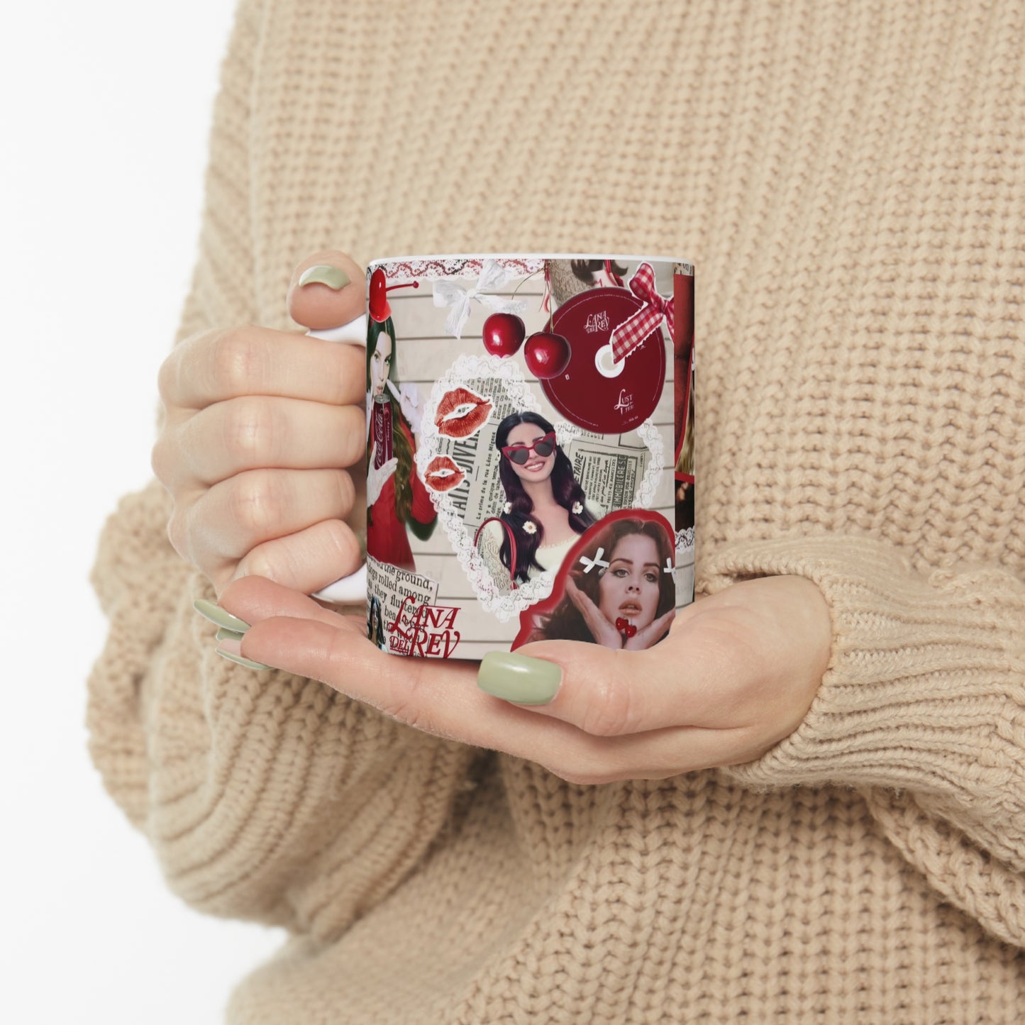 Lana Del Rey Cherry Coke Collage White Ceramic Mug