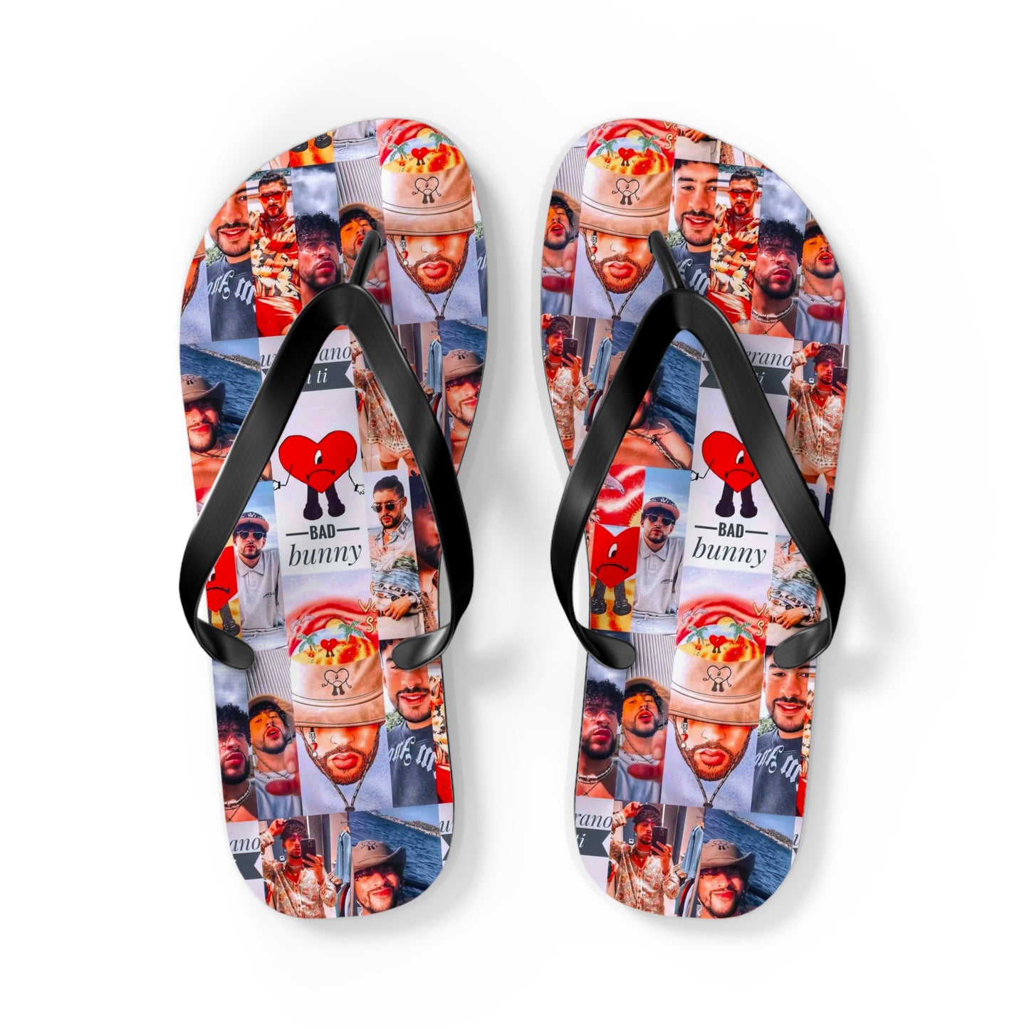 Bad Bunny Un Verano Sin Ti Photo Collage Flip Flops