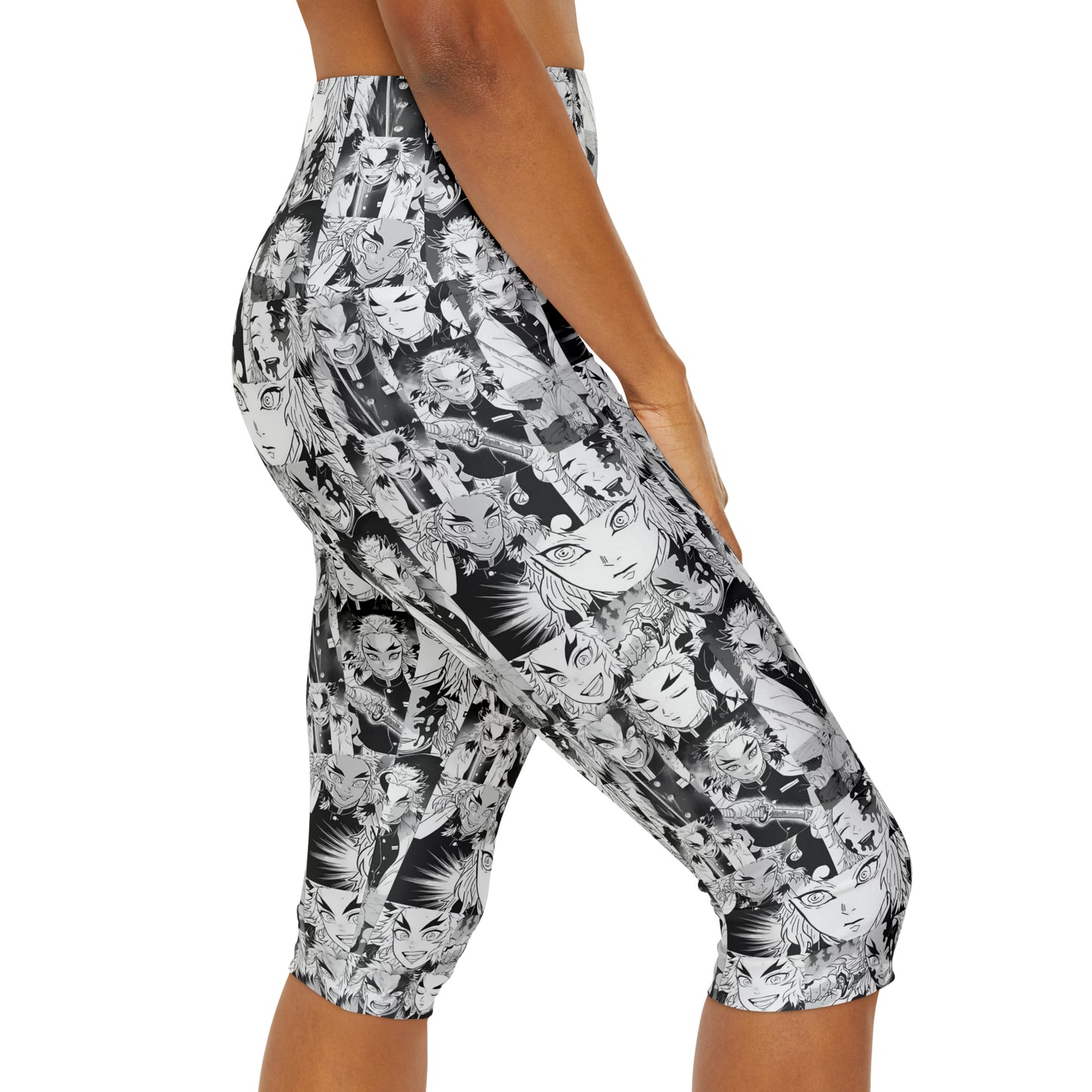 Demon Slayer Kyojuro Rengoku Collage Yoga Capri Leggings