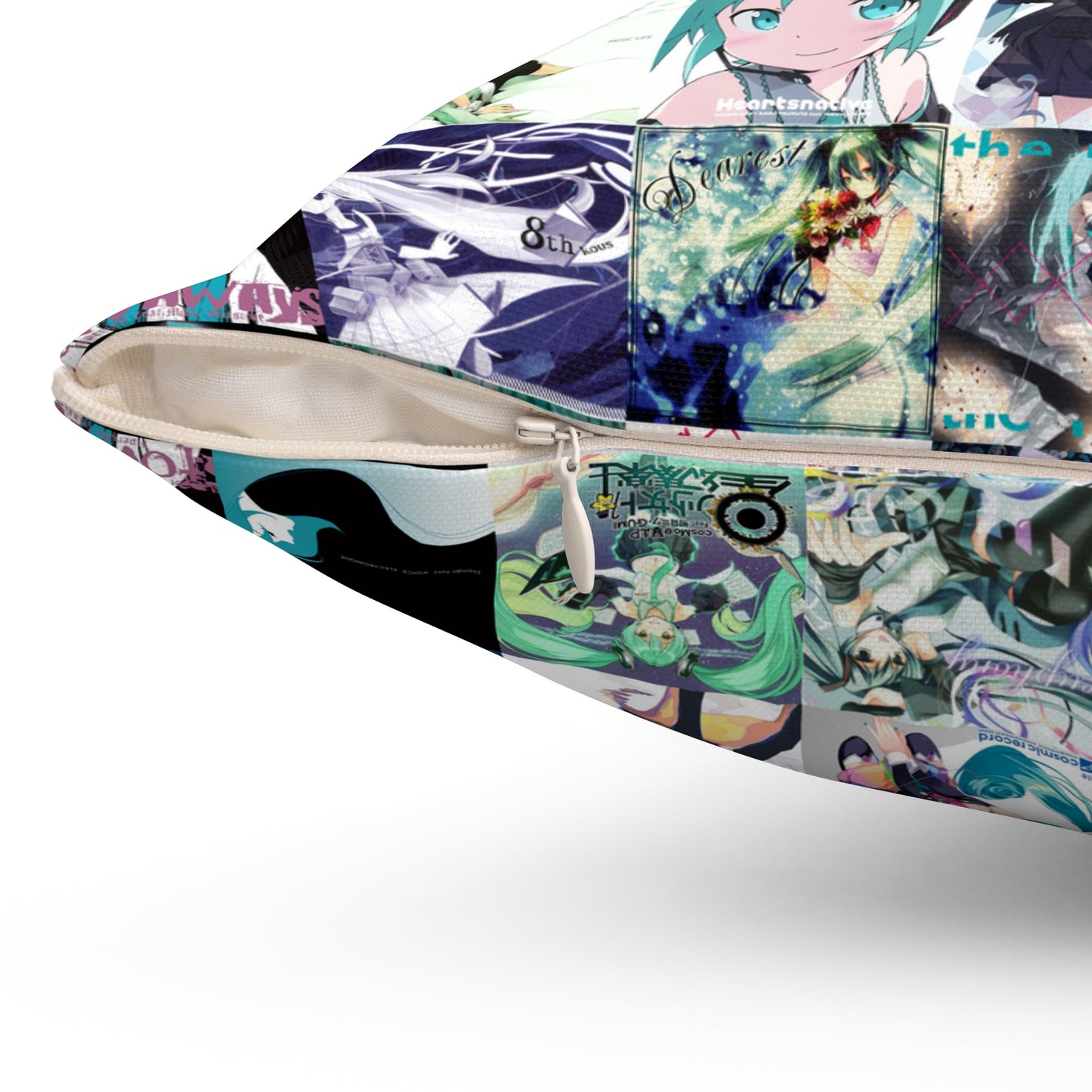 Hatsune Miku Album Cover Collage Spun Polyester Square Pillow
