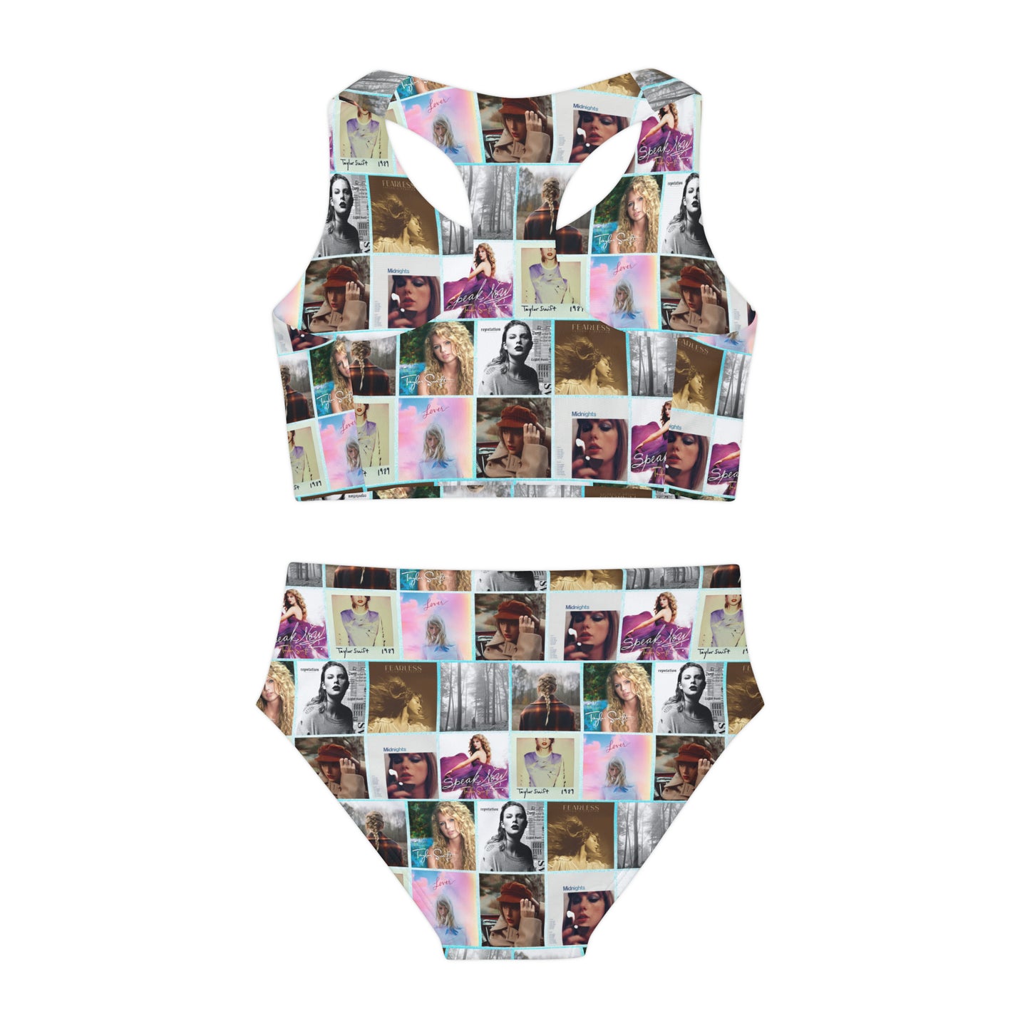 Taylor Swift Album Art Collage Pattern Girls Two Piece Swimsuit