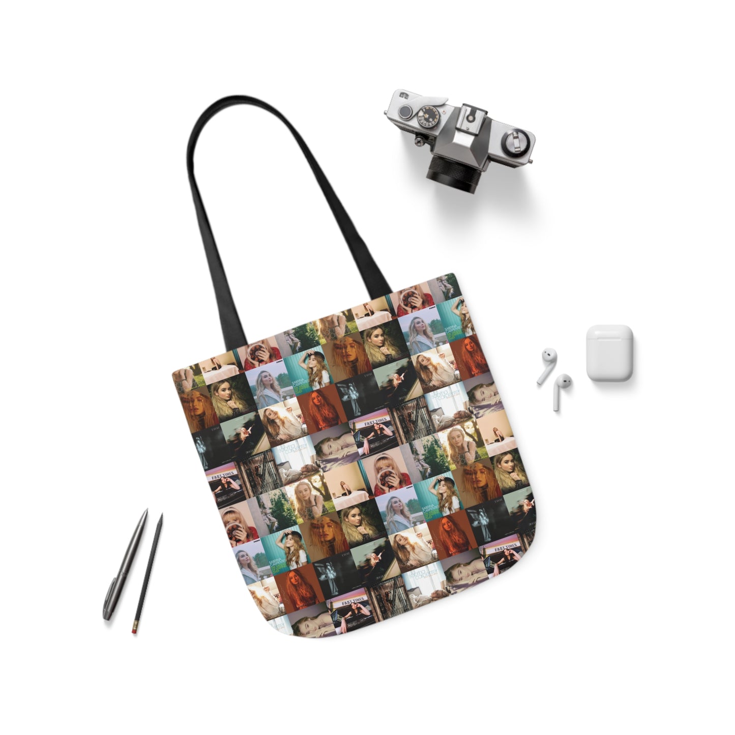 Sabrina Carpenter Album Cover Collage Polyester Canvas Tote Bag