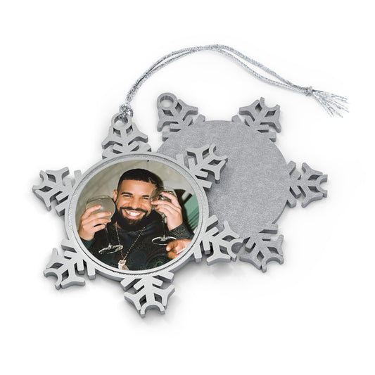 Drake Happy And Drinking Pewter Snowflake Ornament