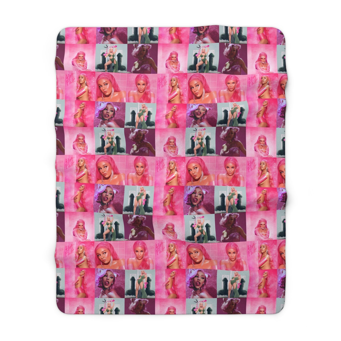 Doja Cat Hot Pink Mosaic Sherpa Fleece Blanket