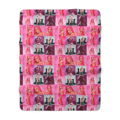 Doja Cat Hot Pink Mosaic Sherpa Fleece Blanket