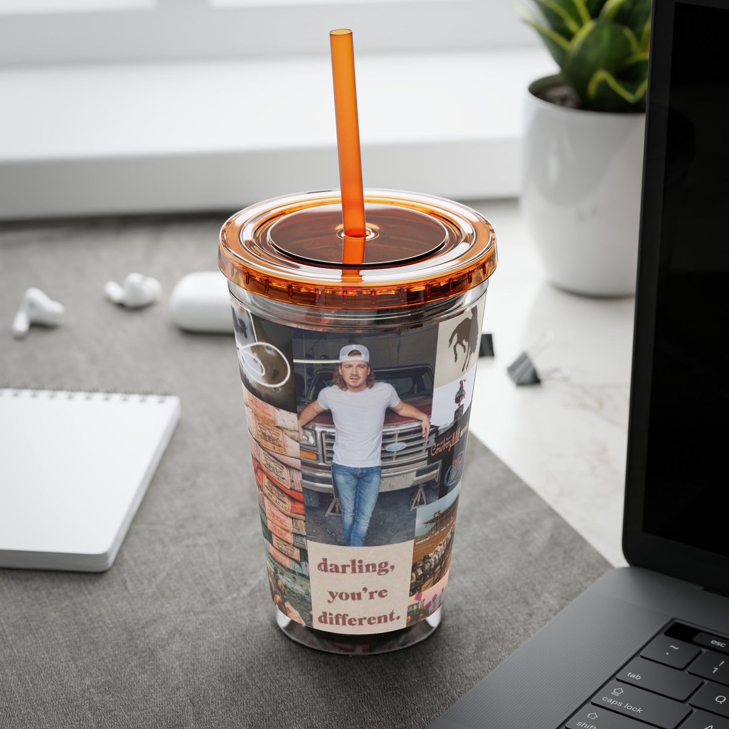 Morgan Wallen Darling You're Different Collage Sunsplash Tumbler with Straw