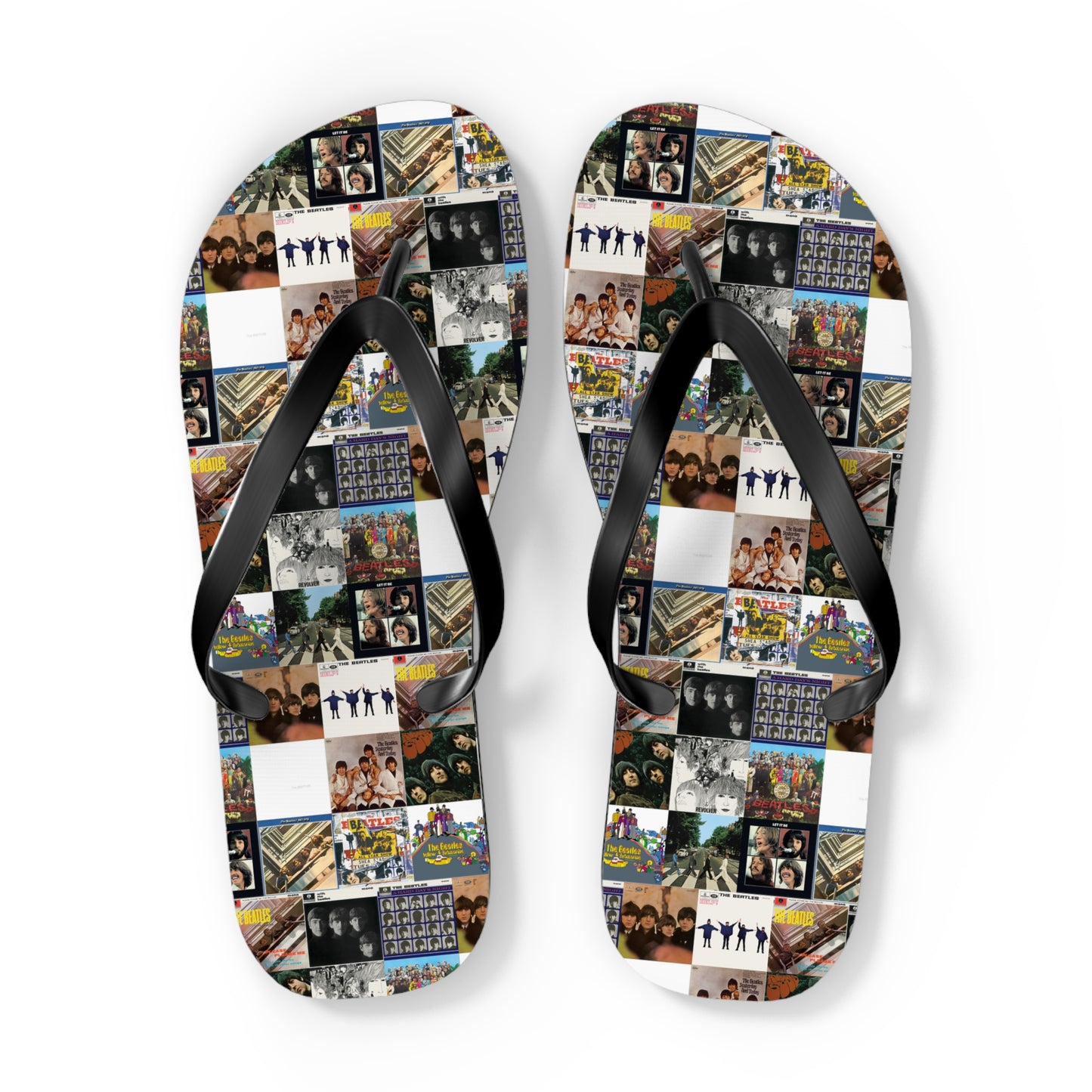 The Beatles Album Cover Collage Flip Flops