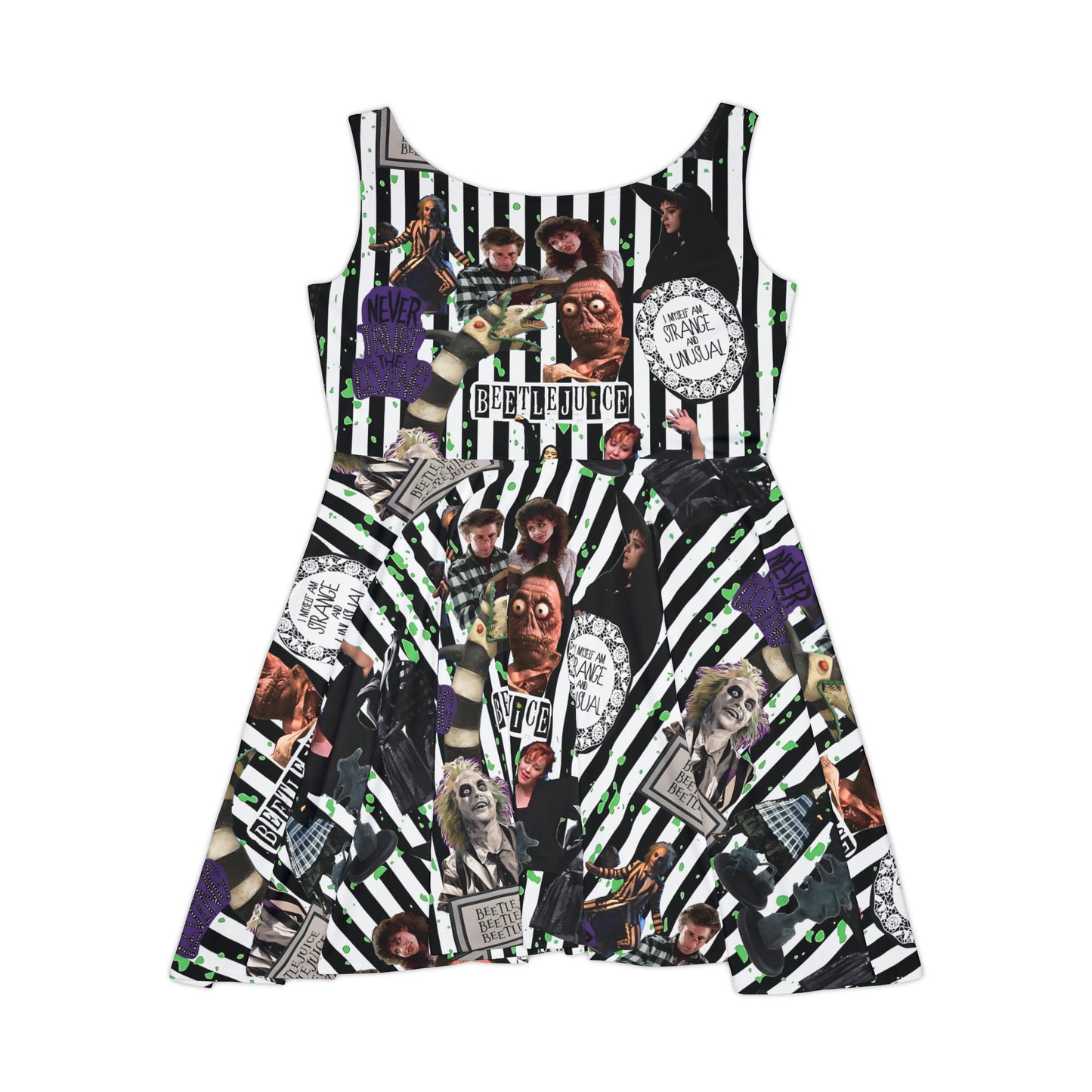 Beetlejuice Strange And Unusual Collage Women's Skater Dress