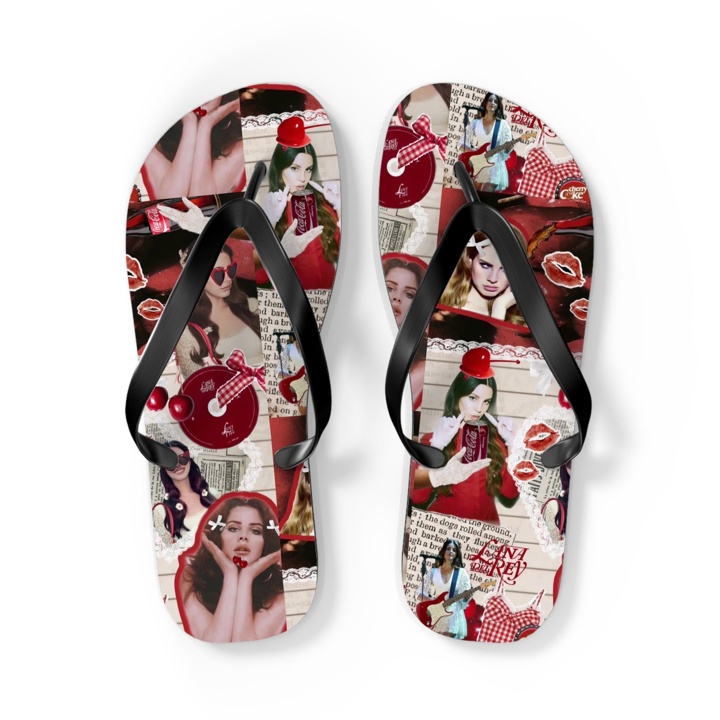 Lana Del Rey Cherry Coke Collage Flip Flops