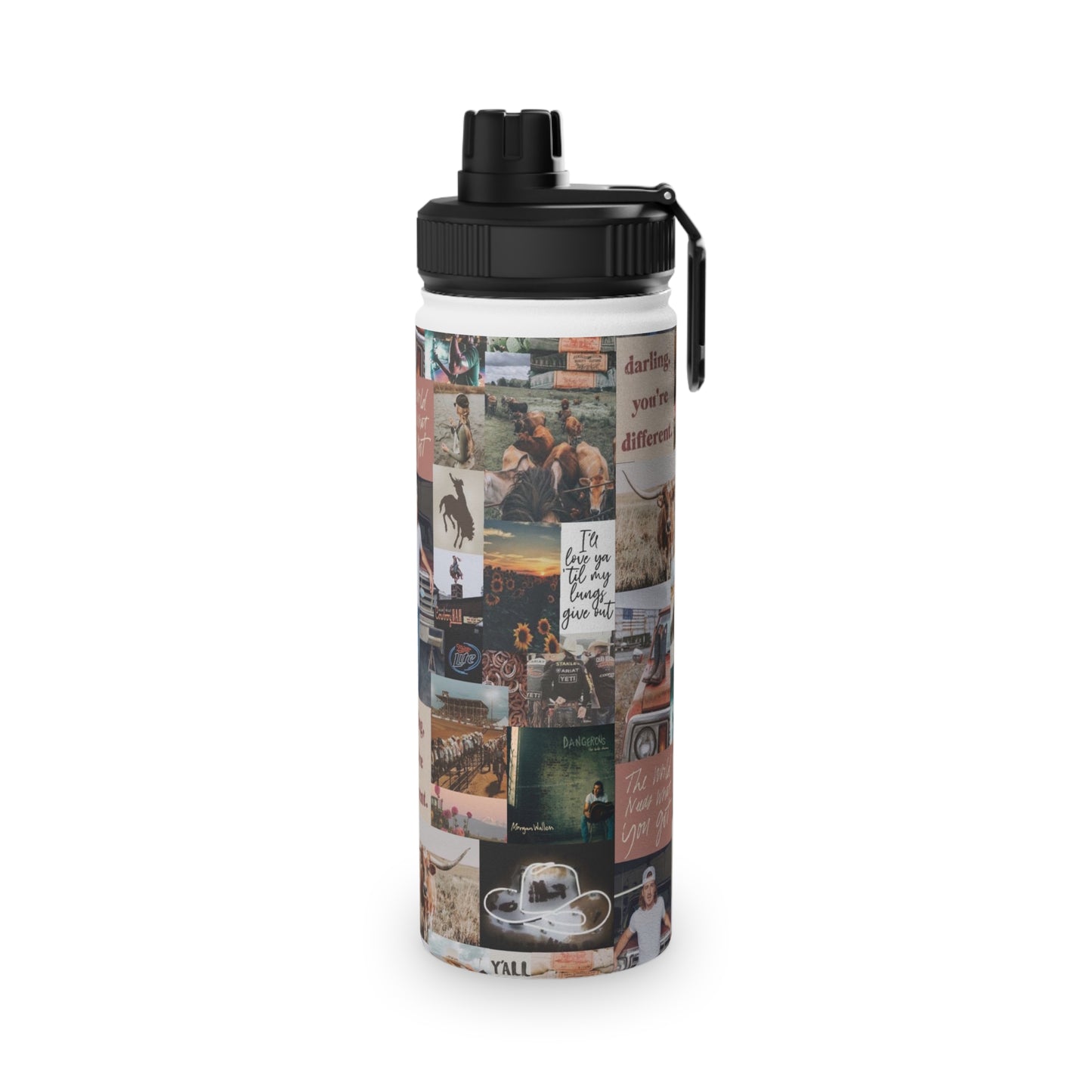 Morgan Wallen Darling You're Different Collage Stainless Steel Sports Lid Water Bottle