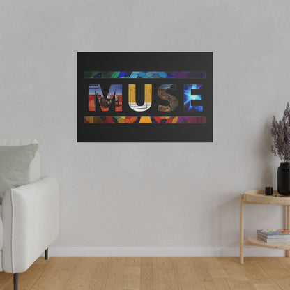 Muse Album Art Letters Thin Matte Stretched Canvas