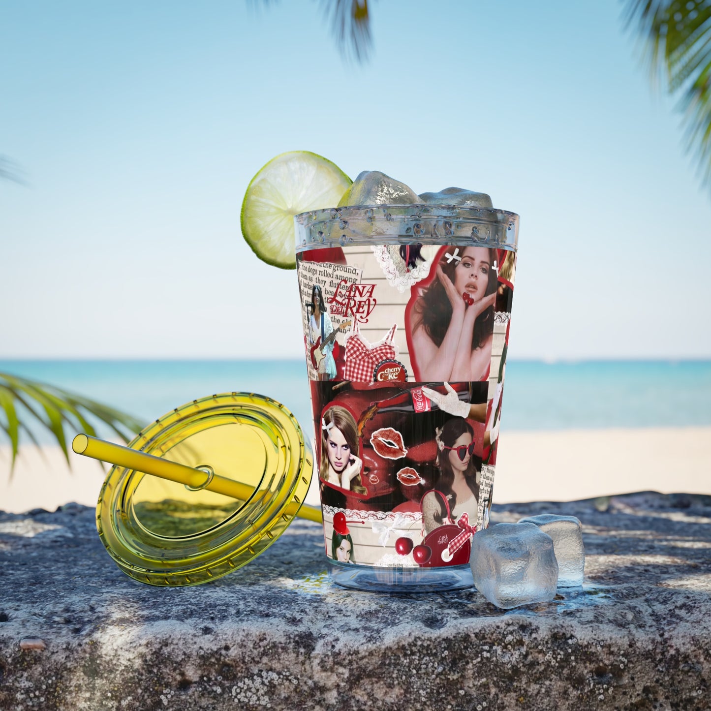 Lana Del Rey Cherry Coke Collage Sunsplash Tumbler with Straw