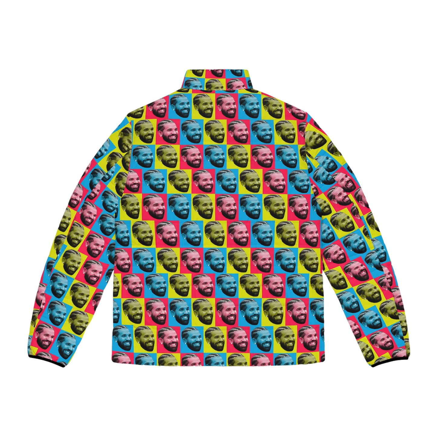 Drake Colored Checker Faces Men's Puffer Jacket