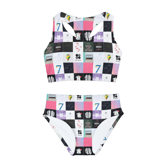 BTS Album Cover Art Collage Girls Two Piece Swimsuit