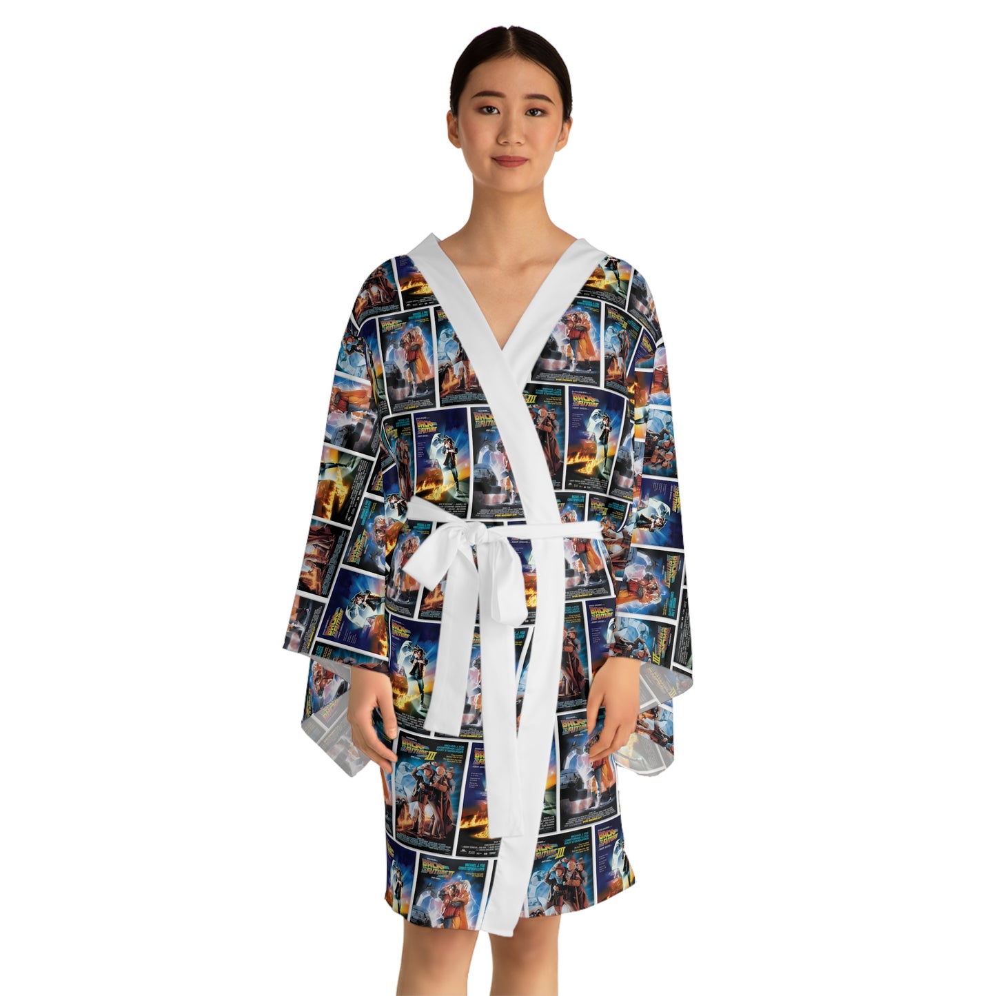 Back To The Future Movie Posters Collage Long Sleeve Kimono Robe