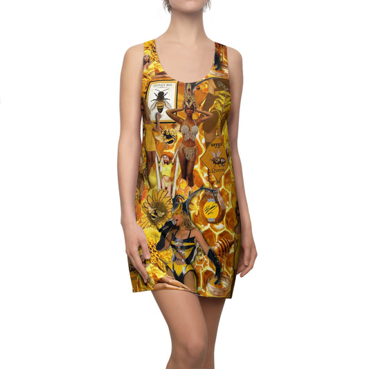 Beyoncè Yellow Queen Bee Collage Women's Cut & Sew Racerback Dress
