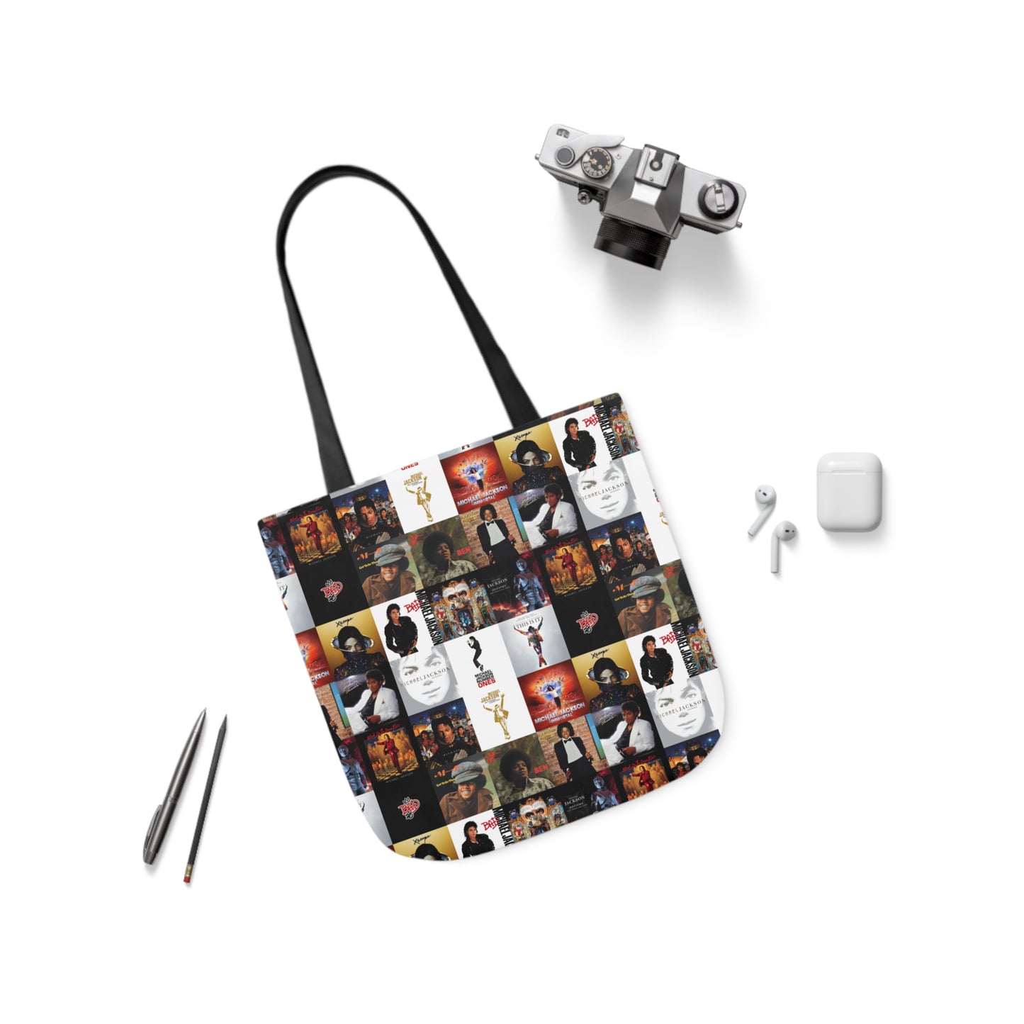 Michael Jackson Album Cover Collage Polyester Canvas Tote Bag