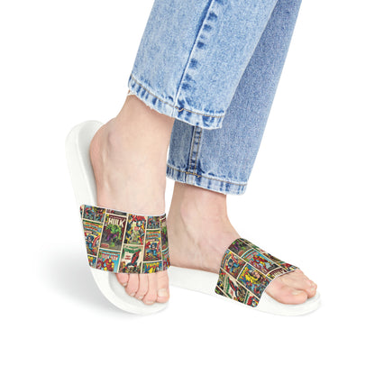 Marvel Comic Book Cover Collage Women's Slide Sandals