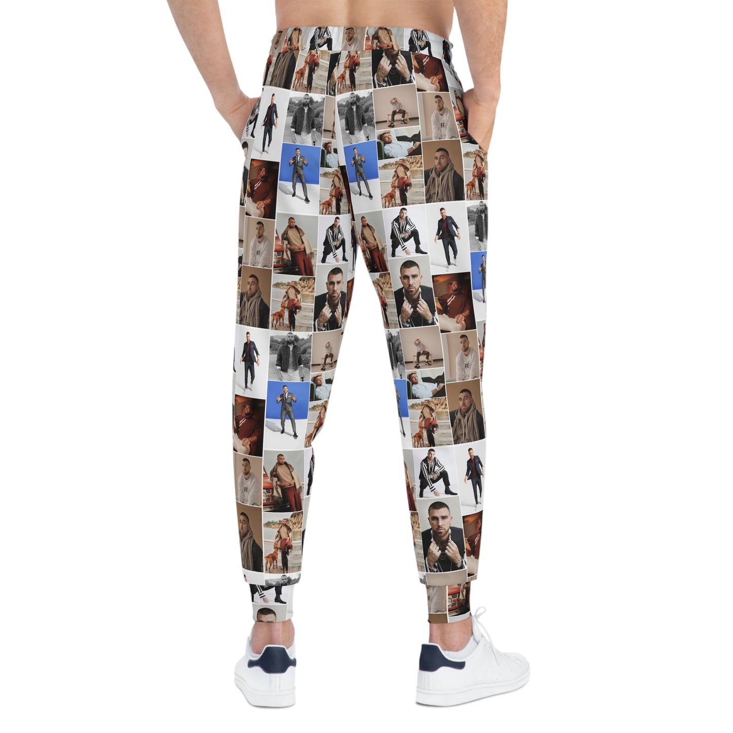 Travis Kelce Portrait Photo Mosaic Athletic Joggers