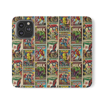 Marvel Comic Book Cover Collage Phone Flip Case